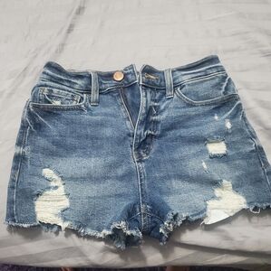 SO Size 3/28 Distressed High Rise Mom Shorts